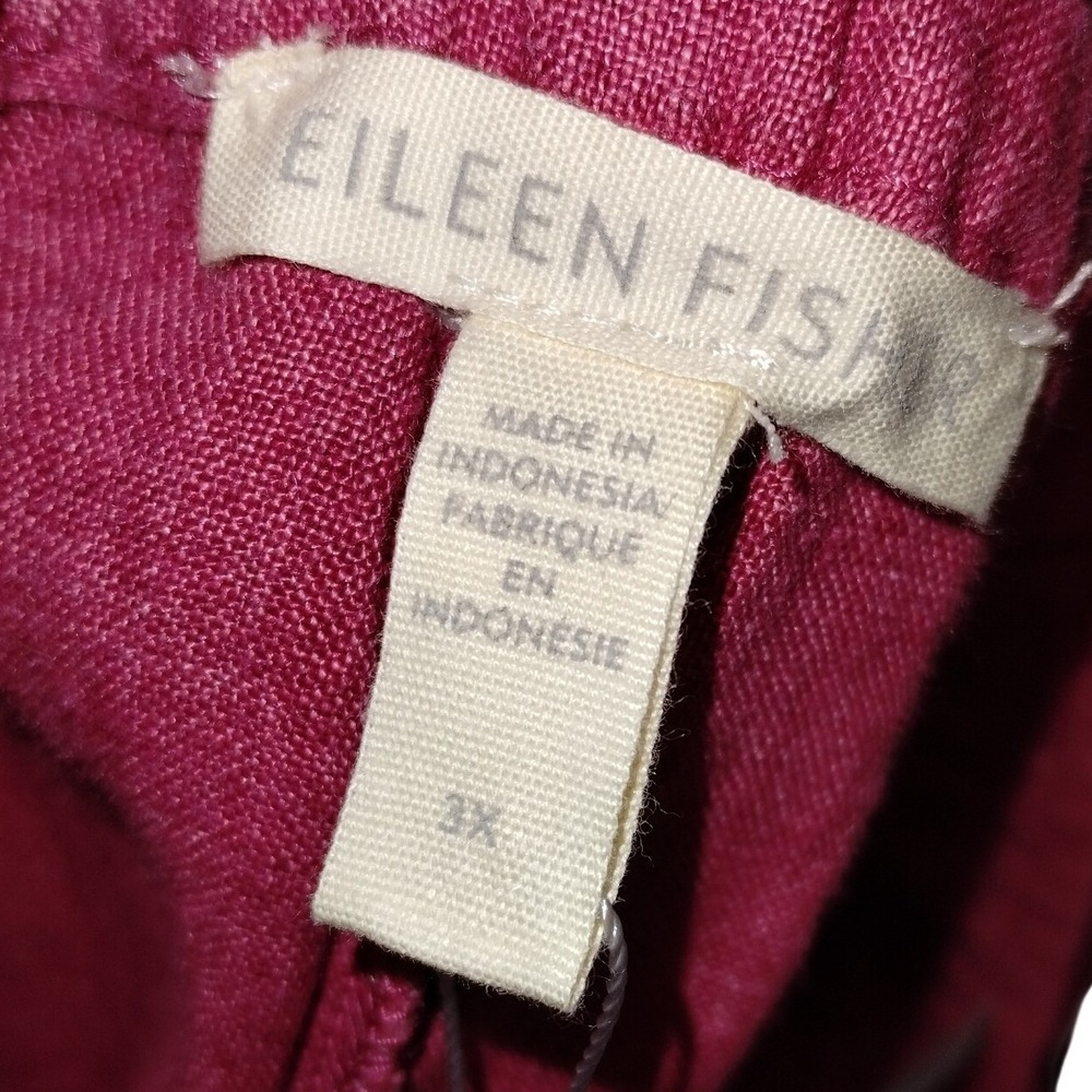 Eileen Fisher Womens Plus Size 3X‎ Pink Linen Pull-On Pants NWT $188 - Picture 11 of 13